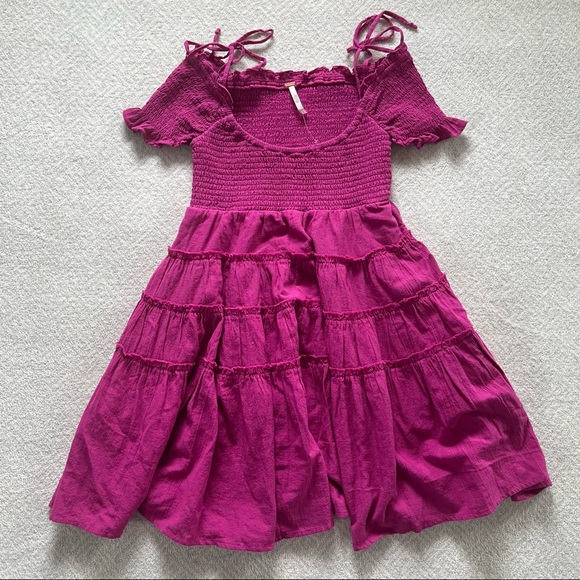 NWOT Free People Happy With You Mini Dress in Azalea - Picture 4 of 6